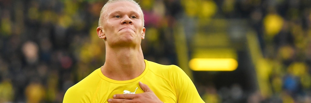 Dortmunds Stürmer Erling Haaland hat seine Hüftprobleme überwunden. Sonnabend will er beim Spiel gegen die Bayern jubeln. 