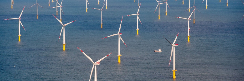Der Windpark Butendiek, rund 30 Kilometer vor Sylt in der Nordsee.