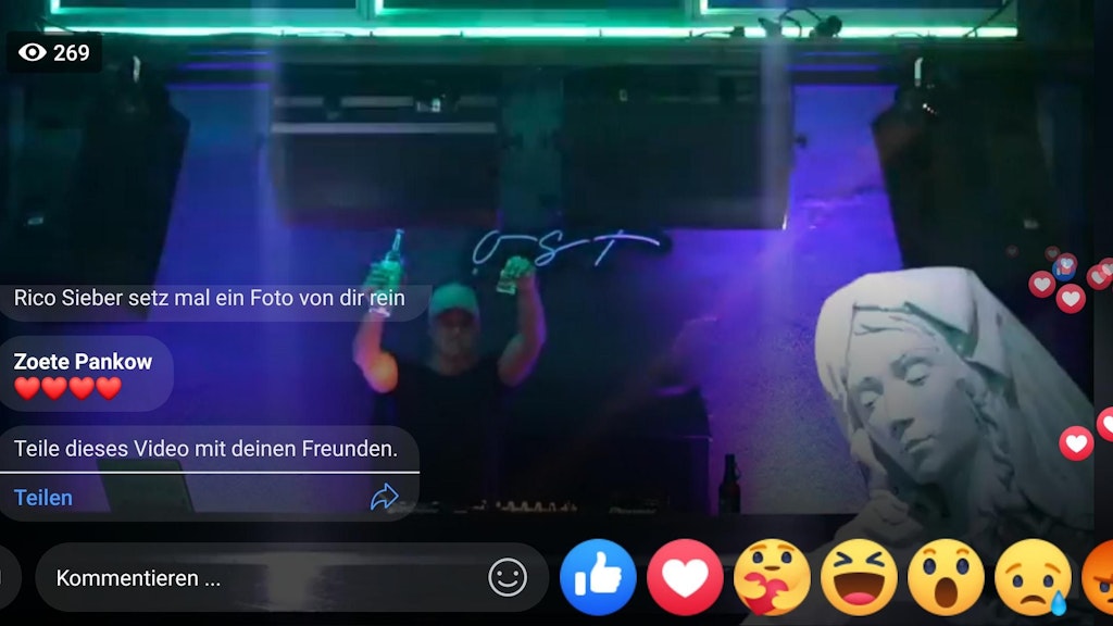 Die „Party“ war lediglich ein DJ, der für einen Livestream auflegte.