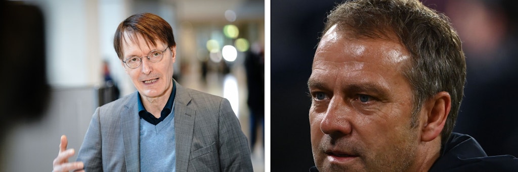 SPD-Gesundheitsexperte Karl Lauterbach (links) und Bayern-Trainer Hansi Flick hatten sich heftig über Corona-Maßnahmen gestritten.