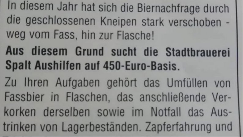 Zu den Aufgaben gehört das Austrinken von Lagerbeständen...