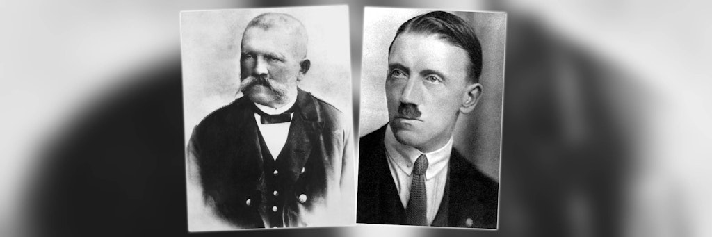 Adolf Hitler (r.) und sein Vater Alois Hitler.