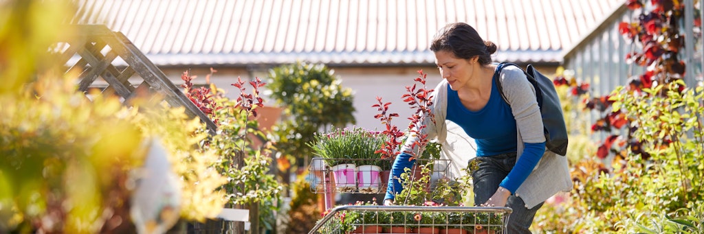 Eine Frau kauft in einem Gartencenter ein (Symbolbild).