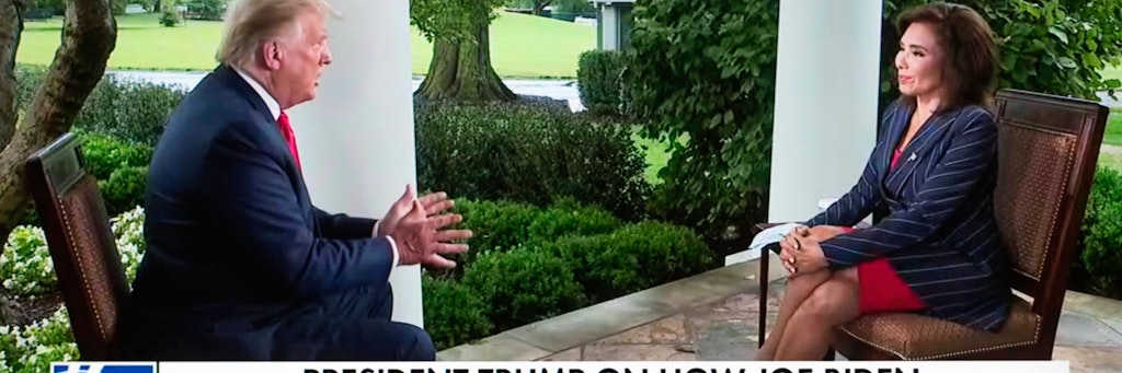 Ex-Präsident Donald Trump bei einem Interview mit Jeanine Pirro auf seinem Lieblingssender Fox News