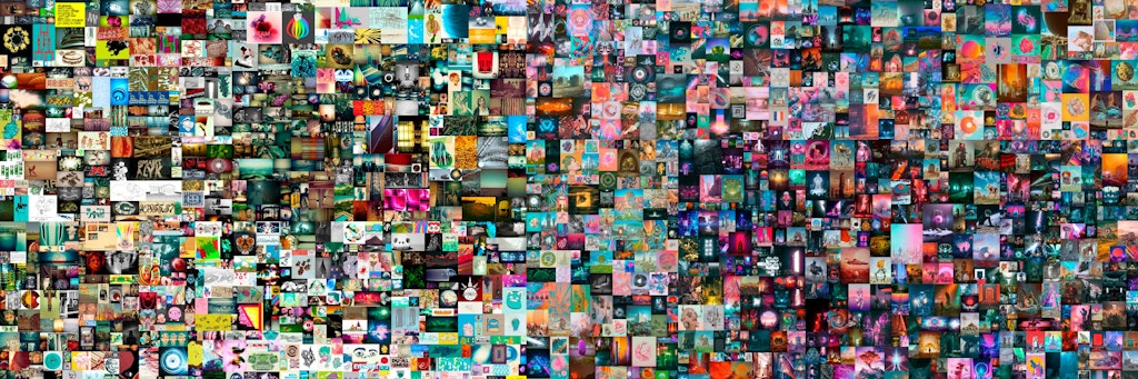 Die Collage des Künstlers Mike Winkelmann, Künstlername Beeple, mit dem Titel „Everydays: The First 5000 Days“ erreichte nach zweiwöchiger Versteigerung einen Preis von 69.346.250 Dollar (rund 57,8 Millionen Euro), wie das Auktionshaus Christie's mitteilte. 