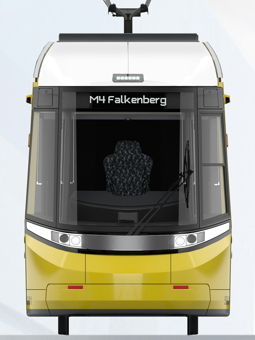 ... und hier die Frontansicht der neuen Tram.
