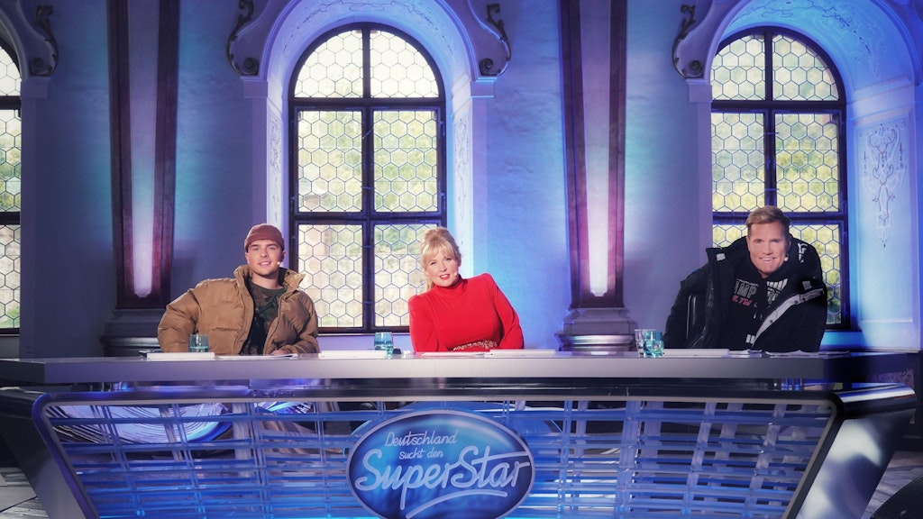 Die bisherige Jury bei „Deutschland sucht den Superstar“ („DSDS“): Mike Singer, Maite Kelly, Dieter Bohlen.