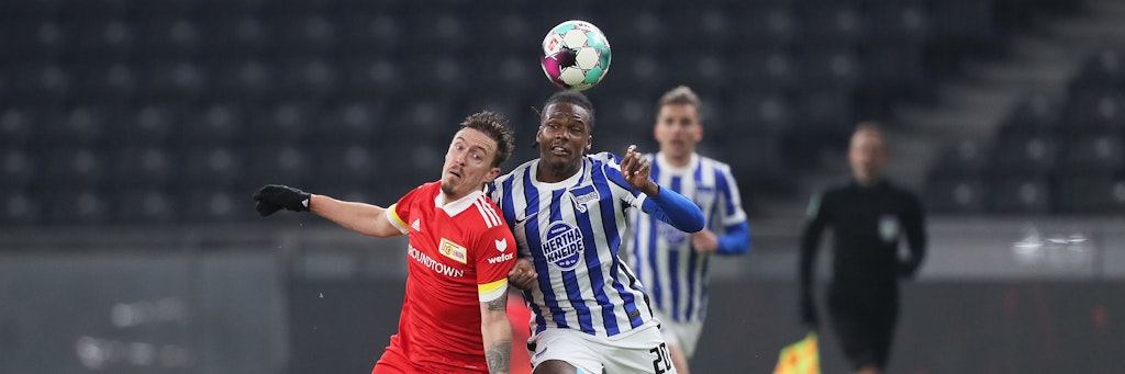 Das Duell wird es am Sonntag nicht geben: Während Unions Max Kruse (l.) wieder fit ist, verpasst Herthas verletzter Abwehrchef Dedryck Boyata das Derby-Rückspiel. 