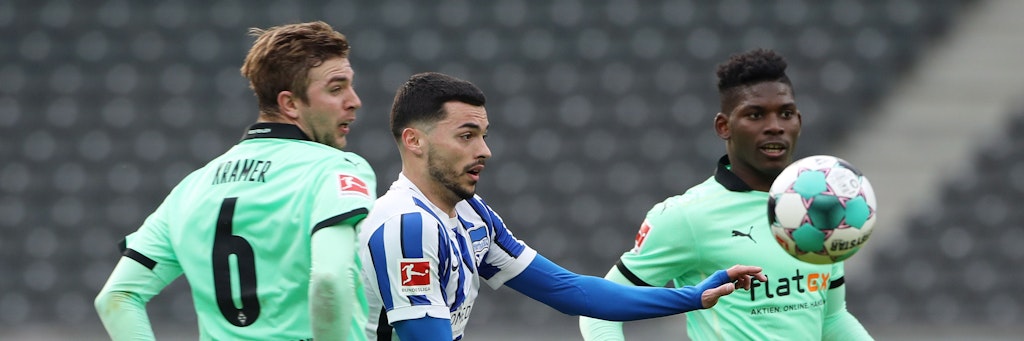Beschäftigte beim 2:2 gegen Mönchengladbach gleich mehrmals zwei Gegenspieler: Herthas Flügelflitzer Nemanja Radonjic. 