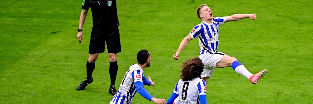 Da war die Welt für Hertha und Santiago Ascacibar noch in Ordnung: Der Argentinier traf beim 2:2 gegen Gladbach zur frühen 1:0-Führung. 