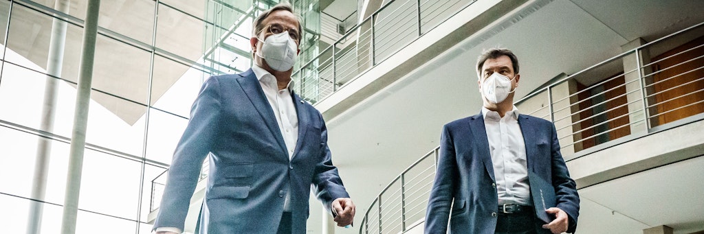 CDU-Chef Armin Laschet (l.) und Bayerns Regierungschef Markus Söder - wer gewinnt den Machtkampf?