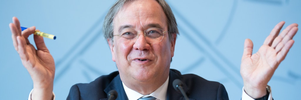  Armin Laschet (CDU), Ministerpräsident von Nordrhein-Westfalen, spricht während einer Pressekonferenz. Der CDU-Bundesvorstand hat sich klar für Parteichef Armin Laschet als Kanzlerkandidaten der Union ausgesprochen. 