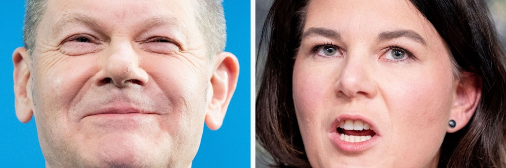 Die Kanzlerkandidaten von SPD und Bündnis 90/Die Grünen, Olaf Scholz und Annalena Baerbock.