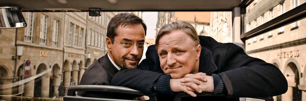 Ein starkes Team: Der Pathologe Professor Karl-Friedrich Boerne (Jan Josef Liefers, l) und Hauptkommissar Frank Thiel (Axel Prahl) ermitteln für den WDR am Tatort in Münster.<br><br>