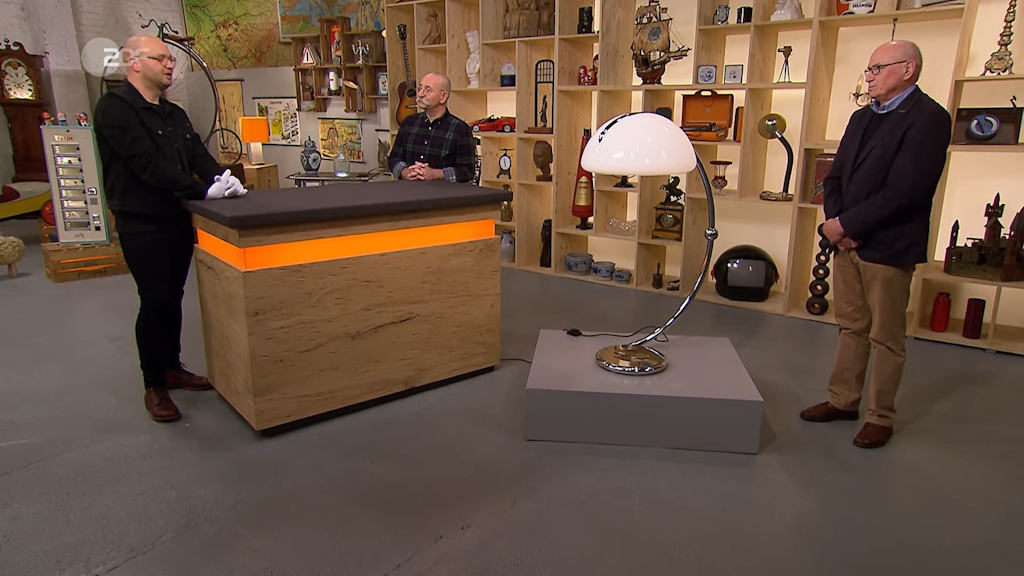 „Bares für Rares“-Experte Sven Deutschmanek. Moderator Horst Lichter und Kandidat Karl-Heinz.