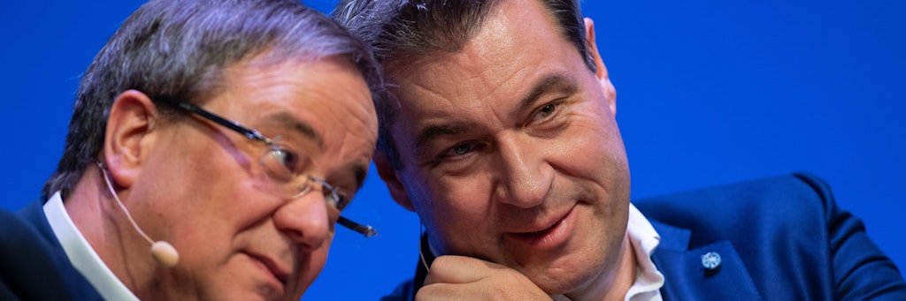 CDU-Chef Armin Laschet (l.) und der CSU-Vorsitzende Markus Söder müssen entscheiden, wer von beiden Kanzlerkandidat wird.