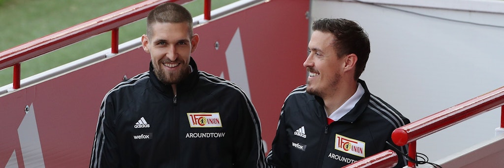 Robert Andrich (l.) und Max Kruse haben gute Laune. Beide wollen Sonnabend in Leverkusen wieder kräftig mitmischen.<br>