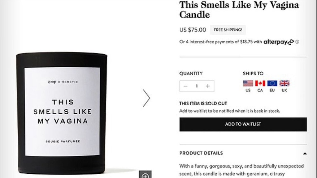 So wirbt die Webseite Goop für die Duftkerze