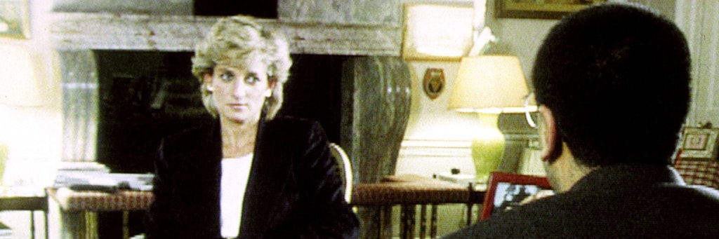 Prinzessin Diana im Gespräch mit BBC-Reporter Martin Bashir beim Interview des britische Fernsehsenders BBC im November 1995