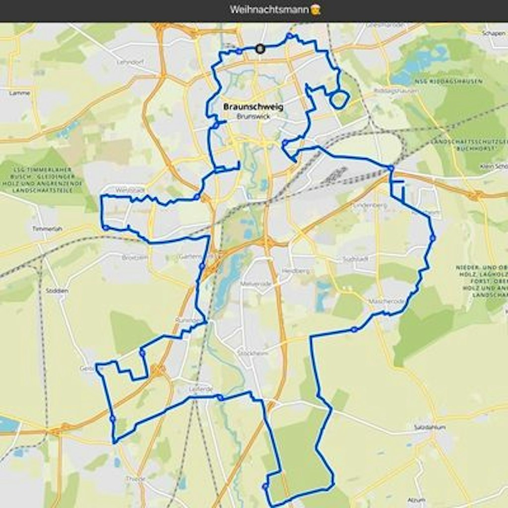 54 Kilometer war Volker Weinlich für den Weihnachtsmann Mitte Dezember unterwegs.