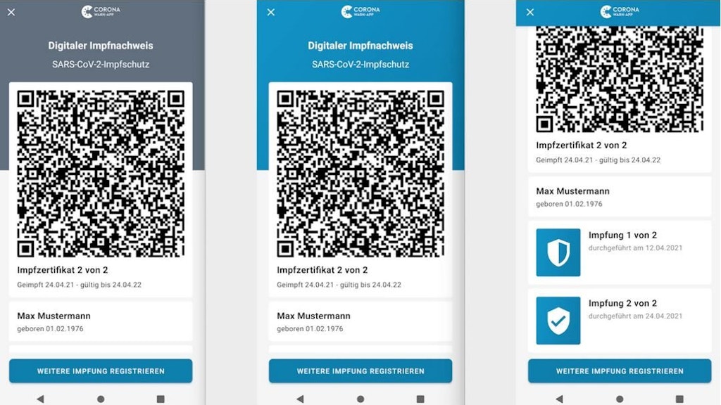 Der Nutzer kann sich sein Impf-Zertifikat auch als QR-Code anzeigen lassen.