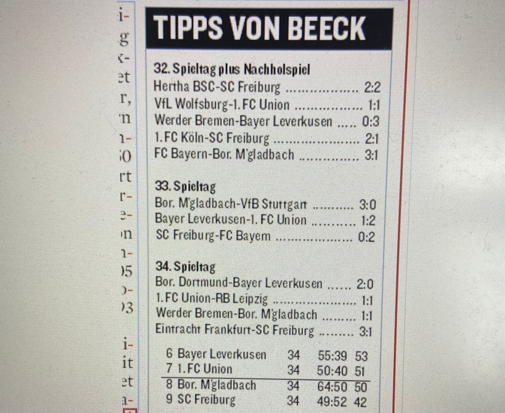 So tippt Christian Beeck.