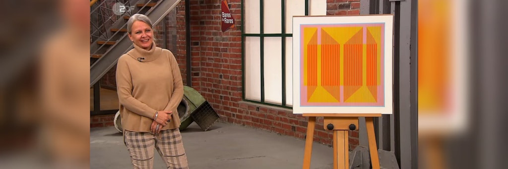 Kandidatin Inge West bringt einen Kunstdruck mit zu „Bares für Rares“.