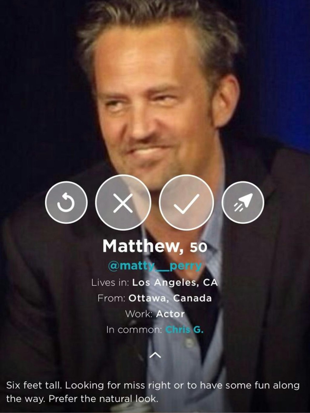 Matthew Perrys „Raya“-Profil.
