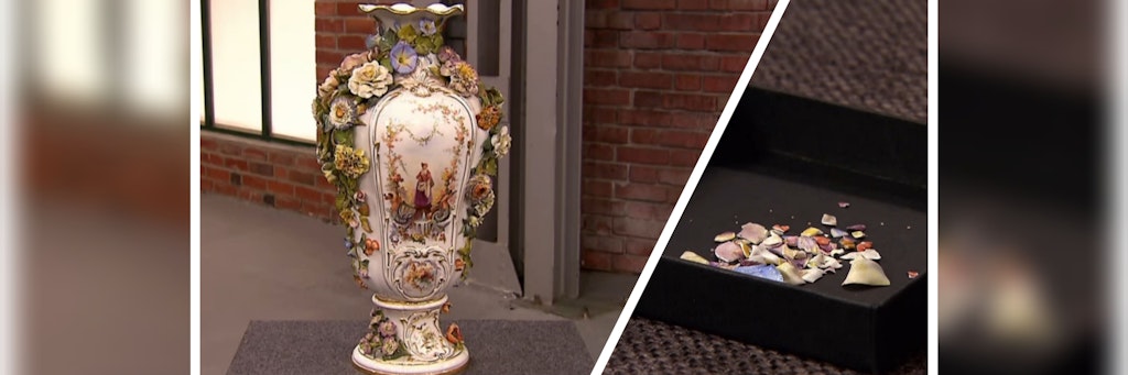 Diese Prunkvase samt ihrer Splitter steht bei „Bares für Rares“ zum Verkauf.