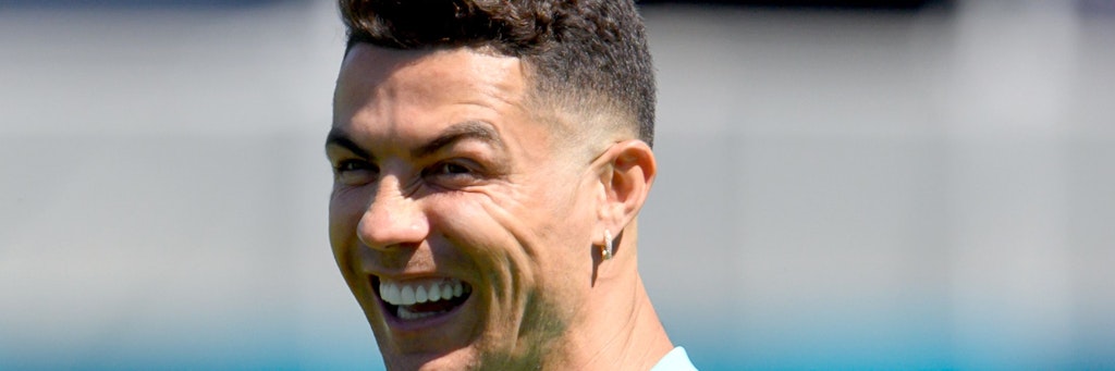 Cristiano Ronaldo ist vor dem Gruppenspiel gegen Deutschland guter Laune.