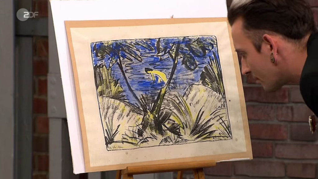 „Bares für Rares“-Händler Fabian Kahl interessiert sich sehr für das Bild.
