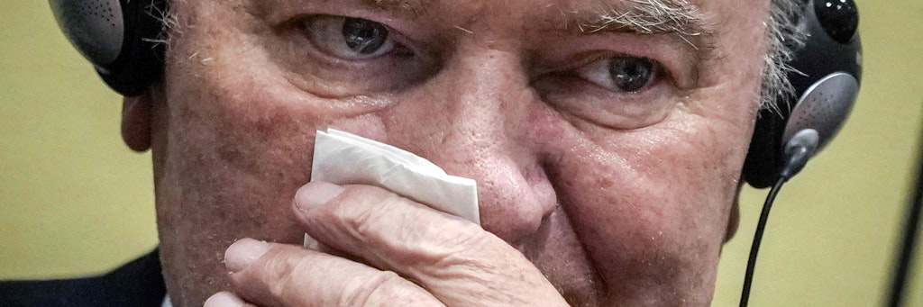 Ratko Mladic bei der Verkündung des Urteils.