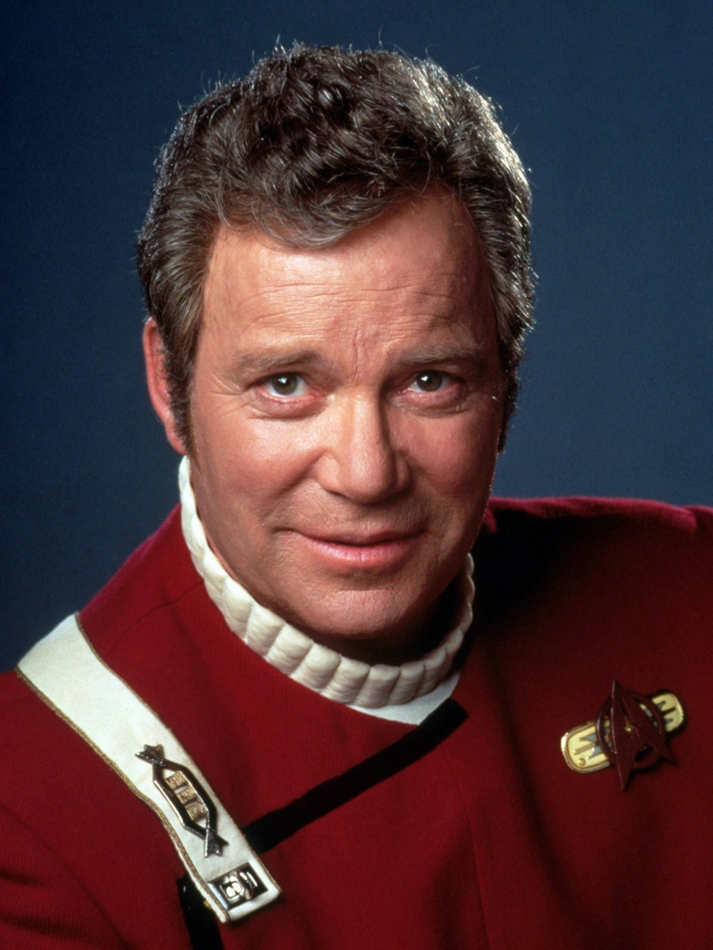 William Shatner als Captain Kirk in der Serie „Raumschiff Enterprise“, die im Original „Star Trek“ heißt.