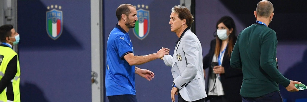 Zwei, die sich verstehen: Italiens Kapitän Giorgio Chiellini und Nationaltrainer Roberto Mancini.