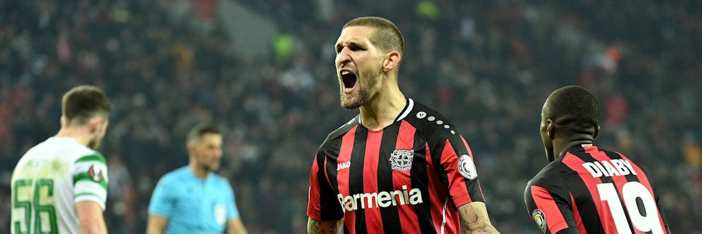 Ex-Union-Star Robert Andrich jubelt über einen Treffer für Leverkusen.