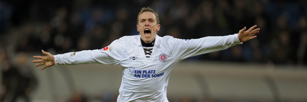 So jubelte Unions Max Kruse vor elf Jahren über seinen allerersten Bundesligatreffer: Seinerzeit noch für den FC St. Pauli. Der Gegner? Na Hoffenheim natürlich.