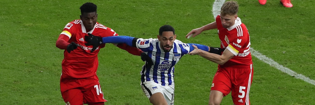 Platz da: Herthas ehemaliger Spielmacher Matheus Cunha traf im Derby gegen den 1. FC Union und schoss sich in die Herzen der Fans. 