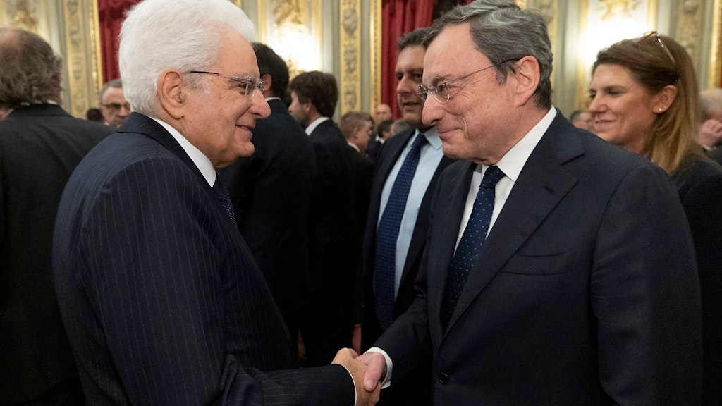 Präsident Sergio Mattarella (l). 2019 mit Mario Draghi, damals noch Präsident der Europäischen Zentralbank. 