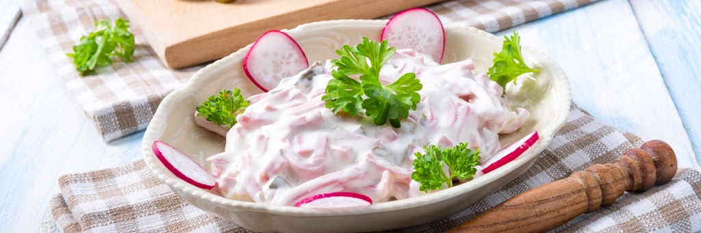Fleischsalat schmeckt der ganzen Familie - und wer ihn mag, muss ihn nicht jedes Mal fertig kaufen!