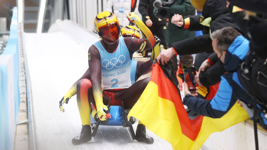 Rekord: Die Rodler Tobias Wendl und Tobias Arlt gewannen in Peking im Zweitsitzer ihr fünftes Olympia-Gold.