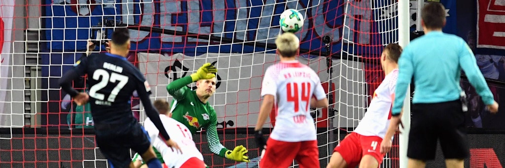 Ein kleiner Mutmacher aus dem Jahr 2017: Davie Selke traf bei Herthas einzigem Sieg gegen Leipzig (3:2) doppelt.