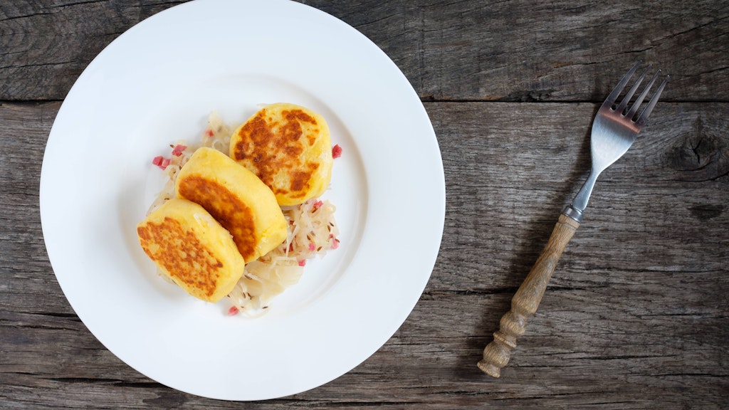 Die Kartoffelplätzchen schmecken köstlich zum Beispiel zu Sauerkraut.
