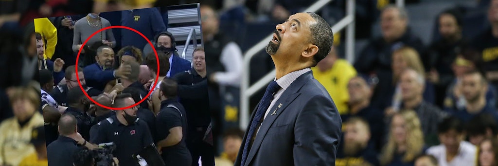 Basketball-Trainer Juwan Howard rastete im Spiel gegen Wisconsin aus, schlug nach Wisconsins Assistenztrainer Joe Krabbenhoft.