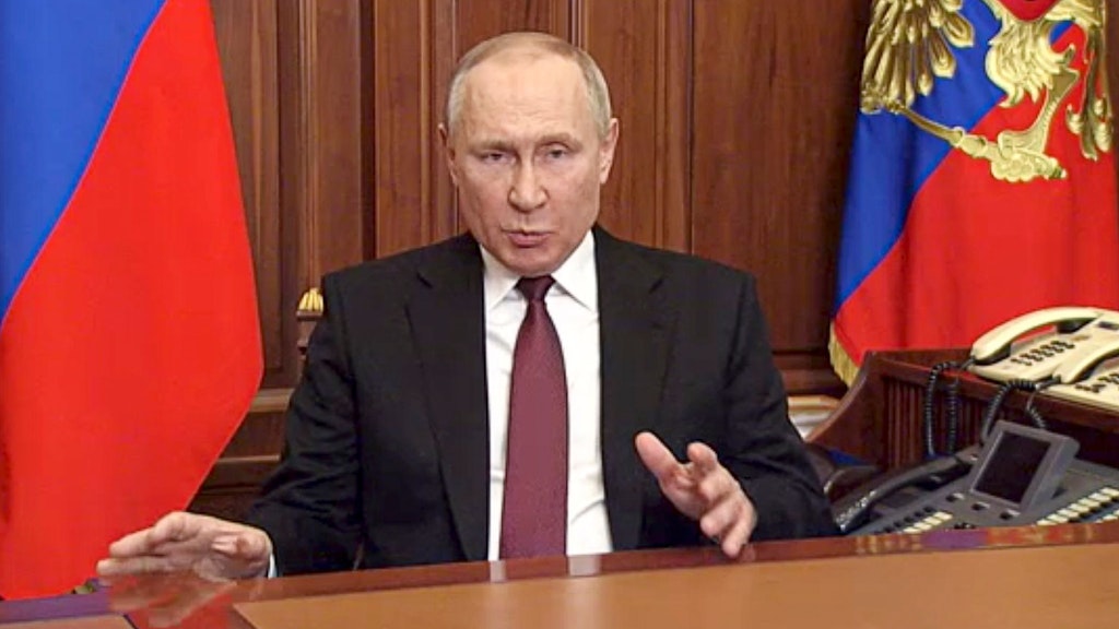 Wladimir Putin in seiner TV-Ansprache.