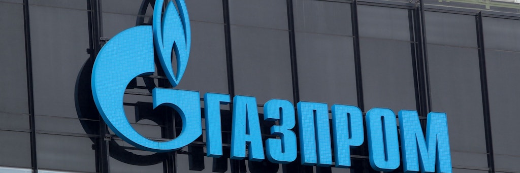 Das Gazprom-Logo ist auf einer Niederlassung des russischen Staatskonzerns in St. Petersburg zu sehen.