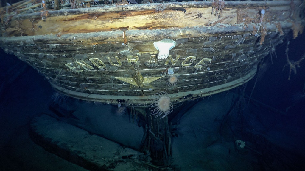 Das Heck des Schiffwracks „Endurance“ ist mit einem Polarstern verziert.
