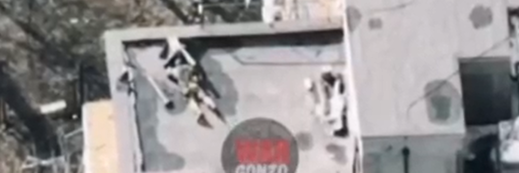 Screenshot des Videos, das nach dem Angriff auf das Kinderkrankenhaus von Mariupol von Putin-Fans verbreitet wurde.