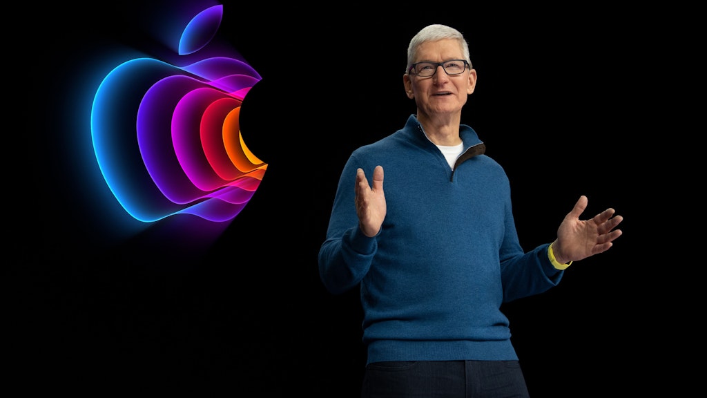 Apple-Chef Tim Cook auf einer Produktpräsentation.