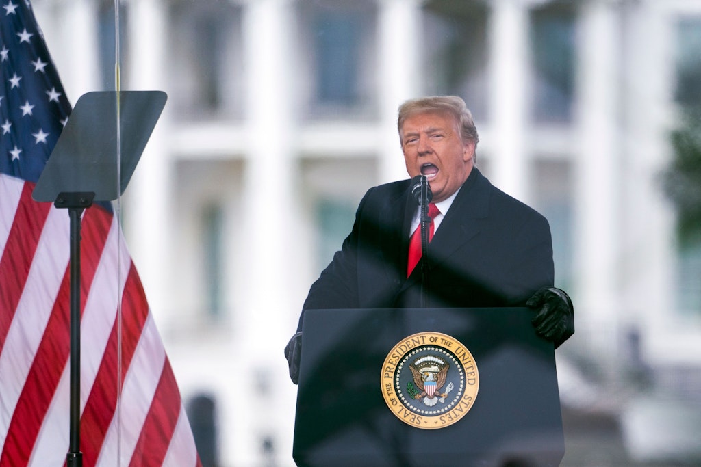 Der frühere US-Präsident Trump am 6. Januar 2021 bei einer Rede vor Anhängern, die später versuchten, das US-Kapitol zu stürmen.