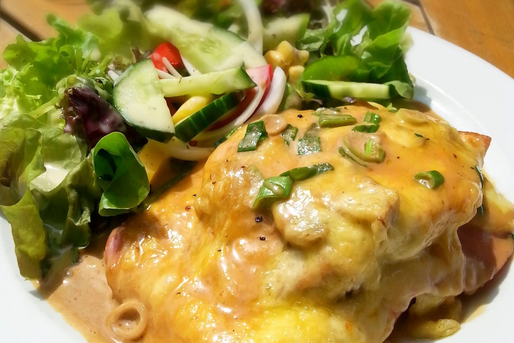 Die Schnitzel sind überbacken so lecker.